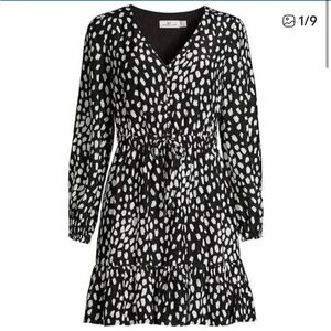 Vineyard Vines Spotted Tie-Waist silk blend Dress color Black Marshmallow size M